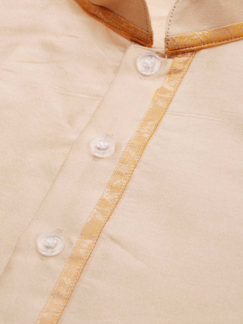 Sanwara Men Yellow Printed Straight Bandi Jacket with Kurta & Churidar