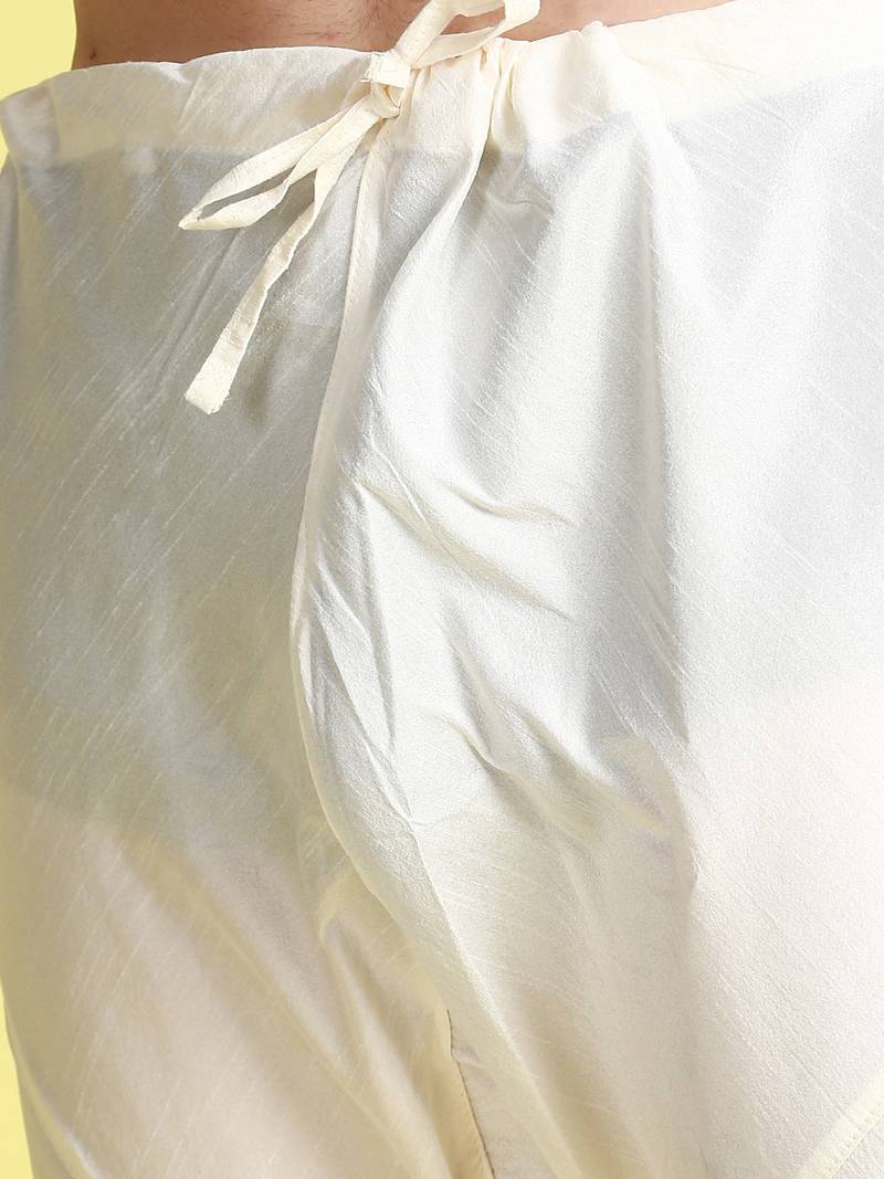 Sanwara Men Yellow Printed Straight Bandi Jacket with Kurta & Churidar