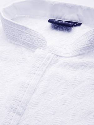 White printed cotton kurta-pajama 4