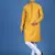 Yellow printed cotton kurta-pajama