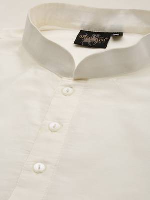 White solid cotton silk kurta-pajama 5