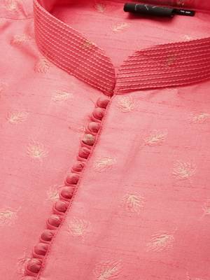 Pink printed art silk kurta-pajama 5