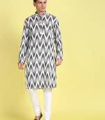 Black printed cotton kurta-pajama