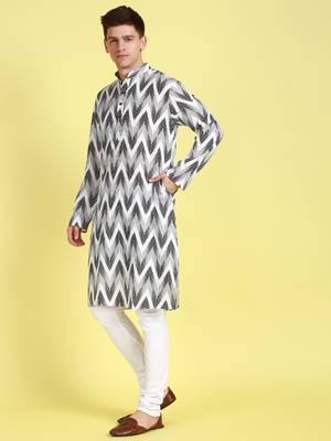 Black printed cotton kurta-pajama 2