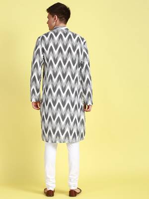 Black printed cotton kurta-pajama 4