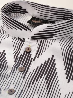 Black printed cotton kurta-pajama 5
