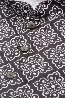 Black printed cotton kurta-pajama