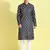 Black printed cotton kurta-pajama