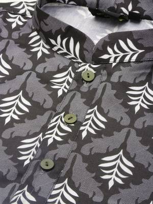 Black printed cotton kurta-pajama 5