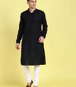 Blue embroidered cotton kurta-pajama