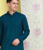 Blue embroidered cotton kurta-pajama