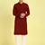 Maroon embroidered cotton kurta-pajama
