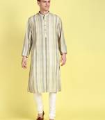 Green printed cotton kurta-pajama