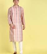Red printed cotton kurta-pajama
