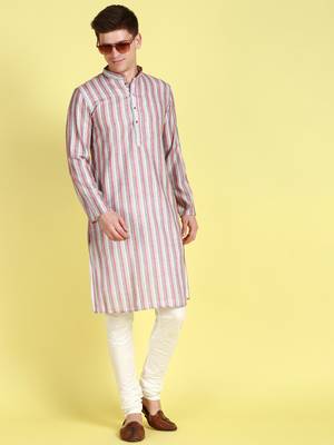 Multicolor printed cotton kurta-pajama 3