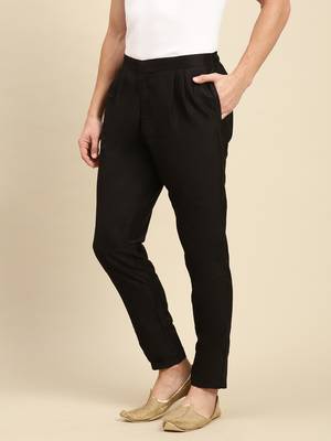 Sanwara Men's Solid Black Colour Art Silk Payjama Style Pant 2