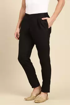 Sanwara Men's Solid Black Colour Art Silk Payjama Style Pant