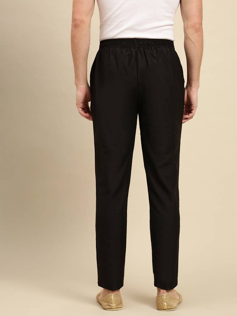 Sanwara Men's Solid Black Colour Art Silk Payjama Style Pant