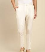 Sanwara Men's Solid Cream Colour Art Silk Payjama Style Pant