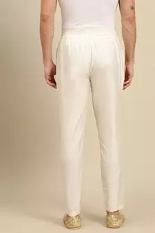 Sanwara Men's Solid Cream Colour Art Silk Payjama Style Pant