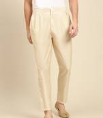 Sanwara Men's Solid Light Beige Colour Cotton Payjama Style Pant