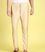 Sanwara Men's Solid Beige Colour Art Silk Elastic Payjama