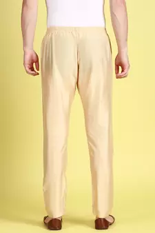 Sanwara Men's Solid Beige Colour Art Silk Elastic Payjama