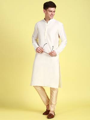 Sanwara Men's Solid Beige Colour Art Silk Elastic Payjama 4
