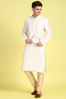Sanwara Men's Solid Beige Colour Art Silk Elastic Payjama