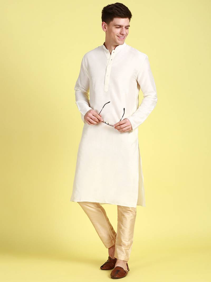 Sanwara Men's Solid Beige Colour Art Silk Elastic Payjama