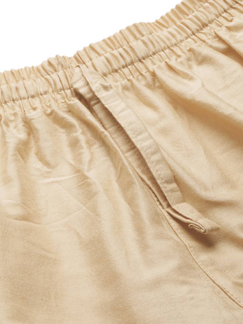 Sanwara Men's Solid Beige Colour Art Silk Elastic Payjama