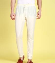 Sanwara Men's Solid Off White Colour Art Silk Elastic Payjama