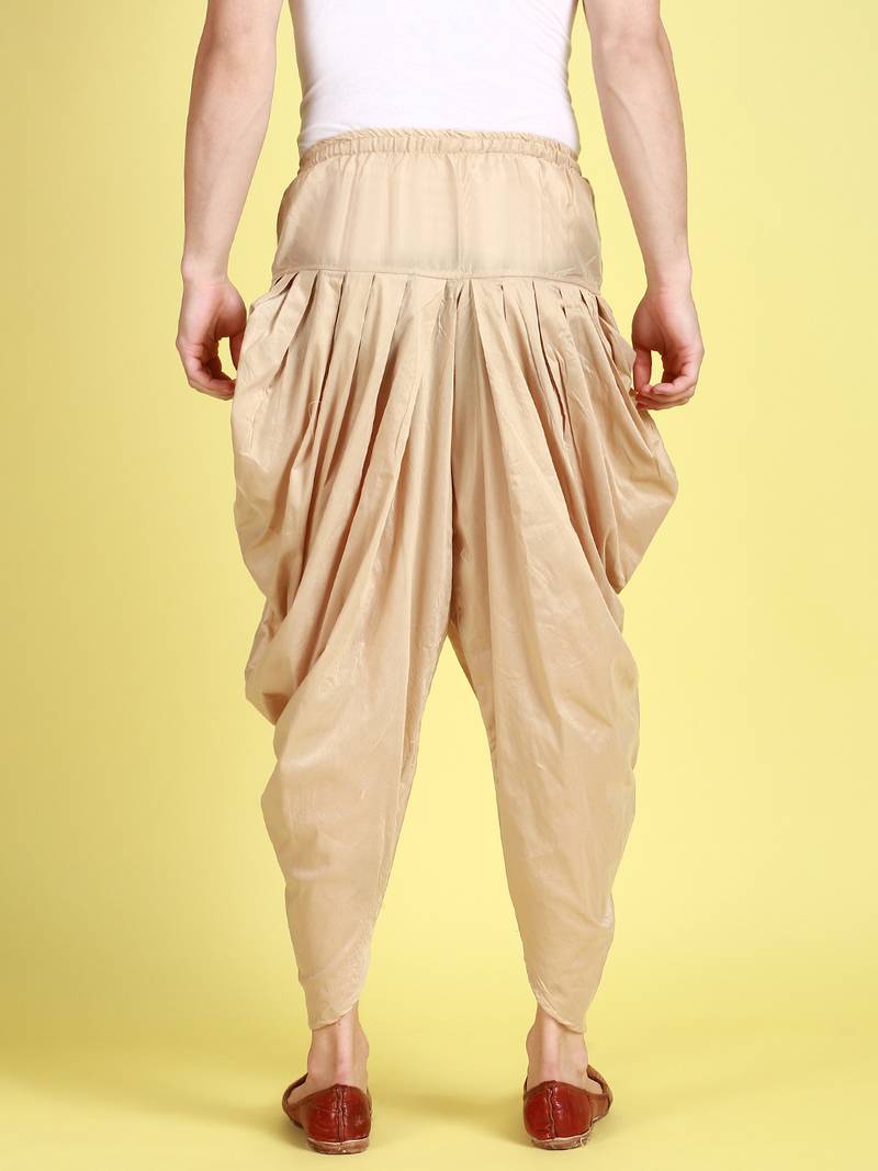 Sanwara Men's Traditional Blush Coloured Solid Pattern Art Silk Cowl Dhoti