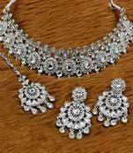 Silver diamond necklace-sets