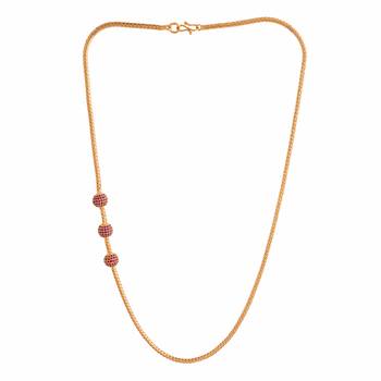Mugappu chain LONG 30" length with ruby balls one gram gold 3