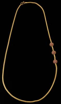Mugappu chain LONG 30" length with ruby balls one gram gold 4