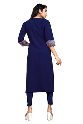 Women's Digital Printed American Crepe Straight Kurti (MAC15NAVY) 2
