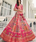 Multicolor embroidered silk semi stitched lehenga