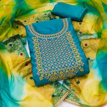 Sky-Blue Embroidered Chanderi Salwar 1