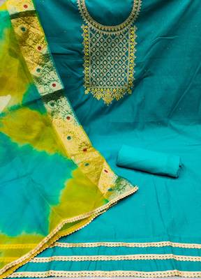 Sky-Blue Embroidered Chanderi Salwar 2