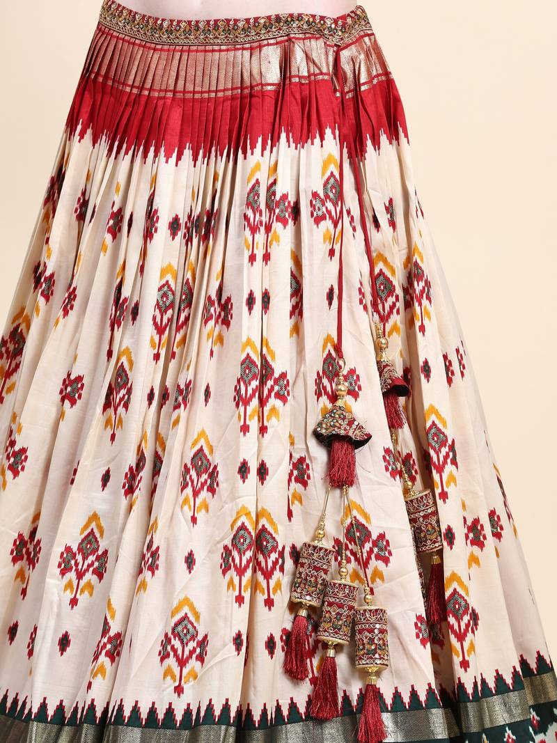 Multi Colour Embroidered Silk Traditional Lehnga Choli with Blouse Free Size