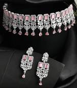 Pink cubic zirconia necklace-sets