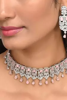Pink cubic zirconia necklace-sets
