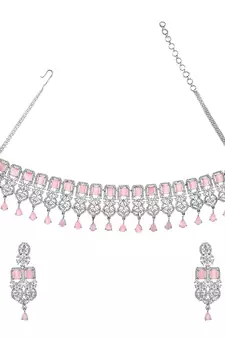 Pink cubic zirconia necklace-sets