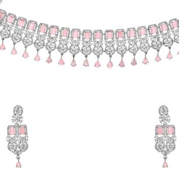 Pink cubic zirconia necklace-sets 5