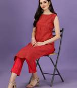 Women's Jacquard Printed Kurti And Pant set (MAK2MARUN)