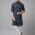 Men Indigo Regular Pure Cotton Pathani Printed Men's Kurta With White Salwar