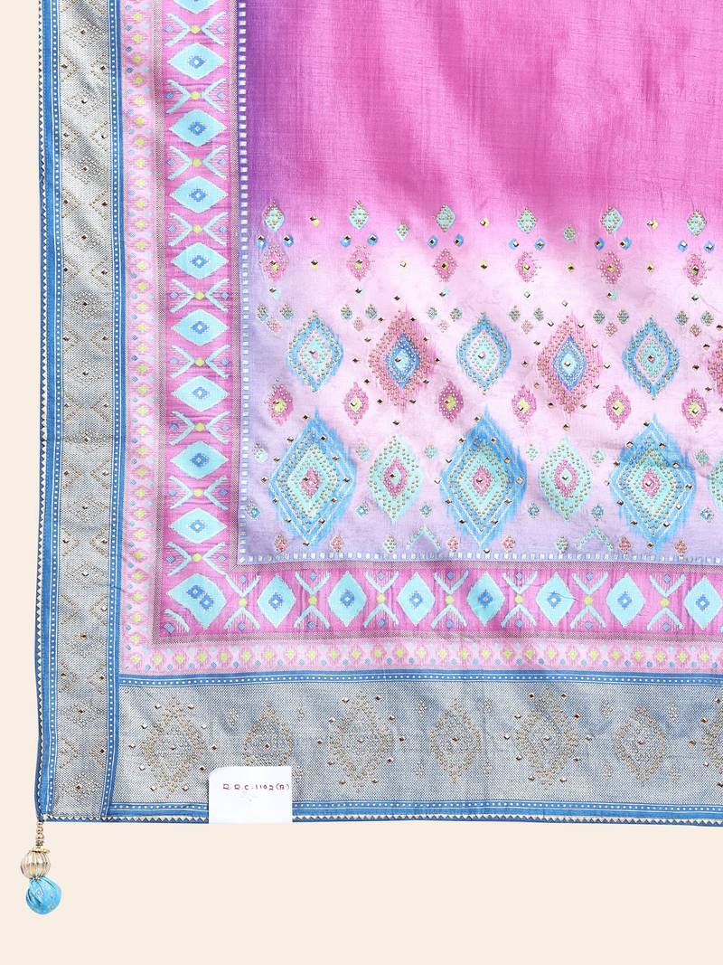 Multi Colour Embroidered Silk Traditional Lehnga Choli with Blouse Free Size