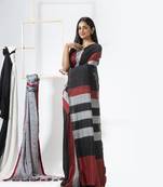 Handspun Cotton Black Handloom Saree