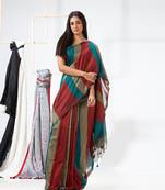 Handspun Cotton Maroon Handloom Saree